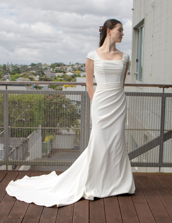 Modest LDS Wedding Dress NZ | Short Sleeve Temple Gown