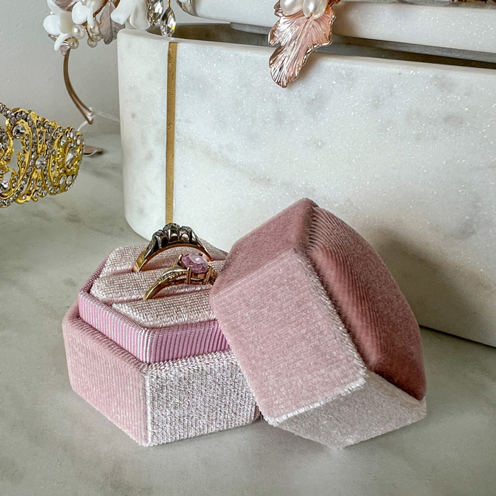 Velvet Hex Box Mini Pink