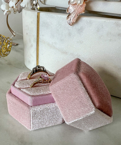 Velvet Hex Box Mini Pink