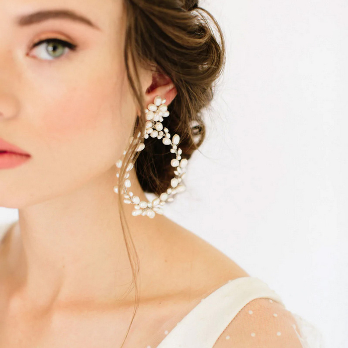 Leaf and opal earrings