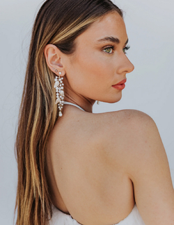 Leaf and pearl earrings