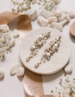 Leaf and pearl earrings