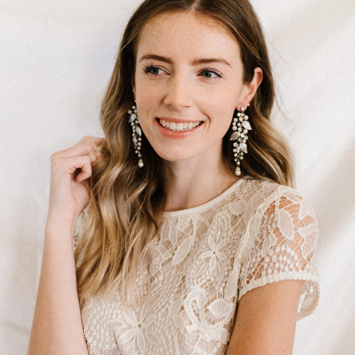 Leaf and pearl earrings